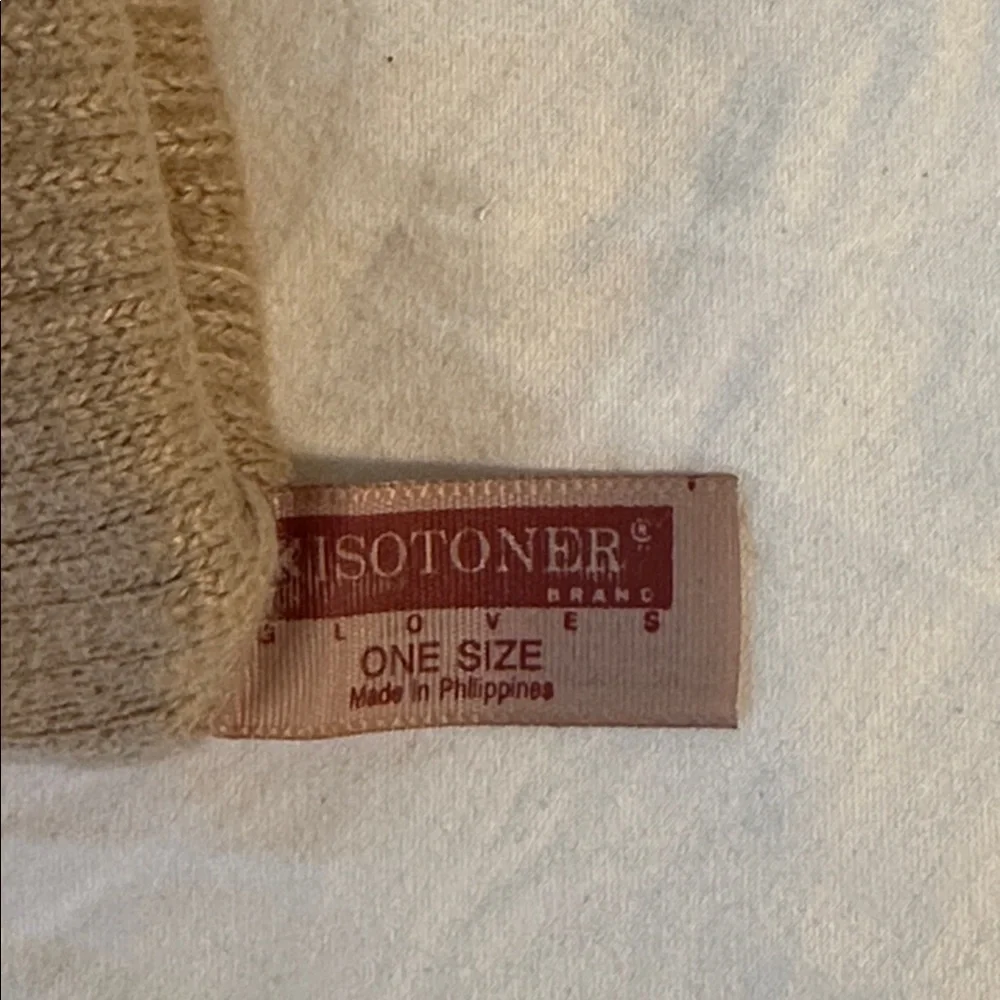 Vintage Isotoner Tan Winter‎ Driving Antron Nylon Knit Lined Gloves